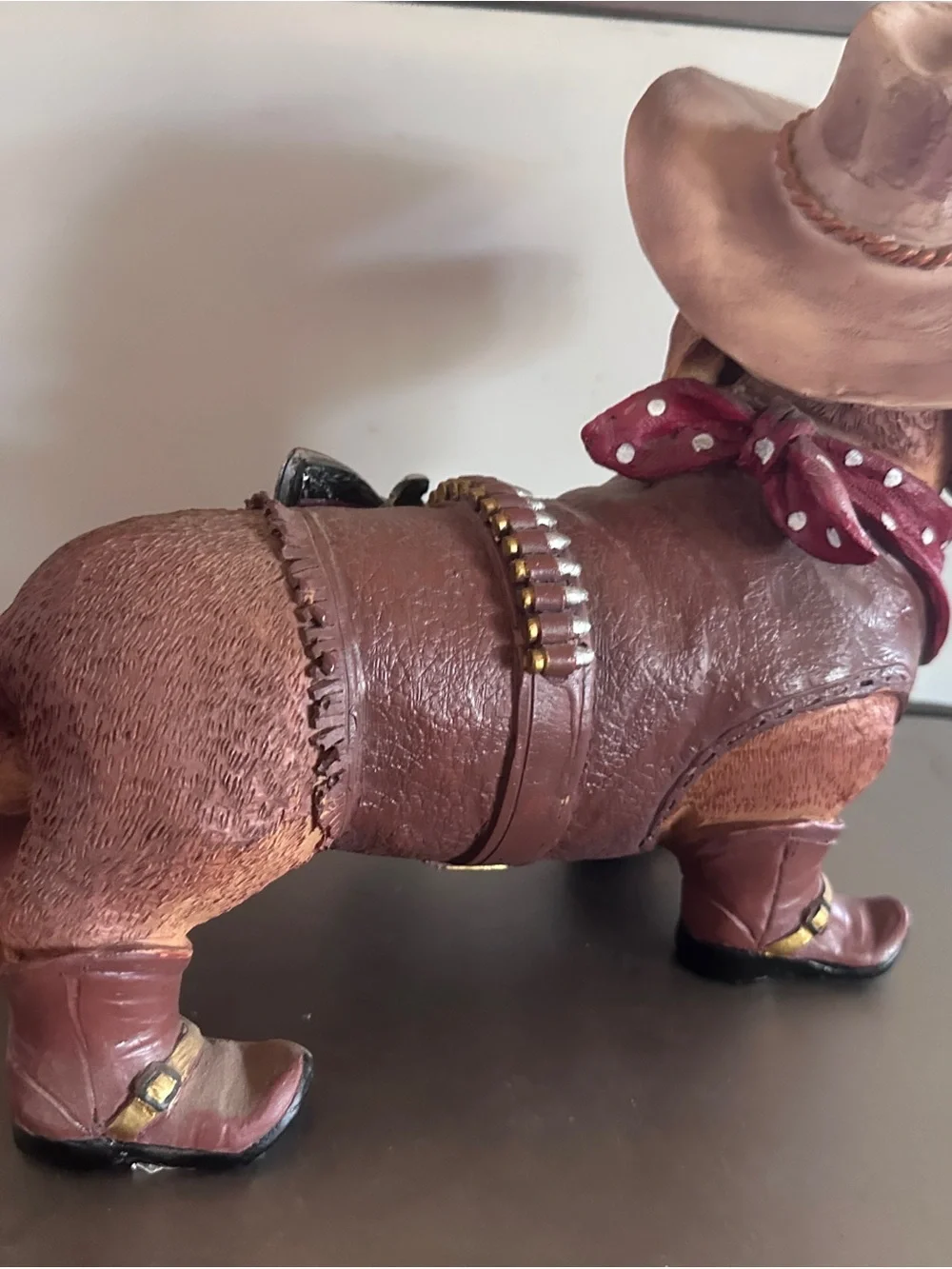 Western Cowboy Weiner Dog Figurine Red Bandana - Unbranded